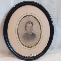 Paire de Cadres ovales noirs anciens napoléon III XIX° Antique black oval frames