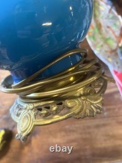 Paire de Lampe à Pétrole Oil Lamp Ancien XIX Napoléon III Huile Empire Opaline
