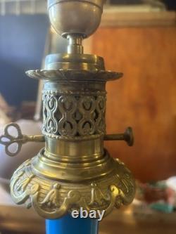 Paire de Lampe à Pétrole Oil Lamp Ancien XIX Napoléon III Huile Empire Opaline