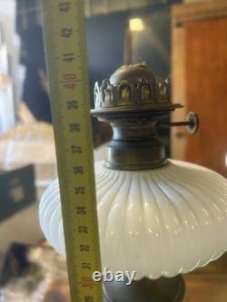 Paire de Lampe à Pétrole Oil Lamp Ancien XIX Napoléon III Huile Empire Opaline