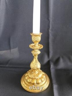 Paire de candélabre bougeoir en bronze doré époque XIX vers 1860 Napoléon III