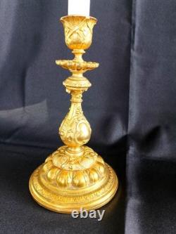 Paire de candélabre bougeoir en bronze doré époque XIX vers 1860 Napoléon III