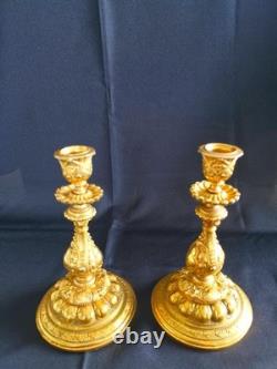 Paire de candélabre bougeoir en bronze doré époque XIX vers 1860 Napoléon III