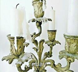 Paire de candélabres, bougeoirs en bronze doré, style Louis XV, époque XIX ème