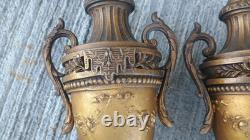 Paire de cassolettes Régule Marbre XIXe Garniture d'horloge Napoleon III