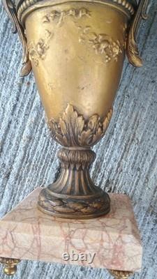 Paire de cassolettes Régule Marbre XIXe Garniture d'horloge Napoleon III