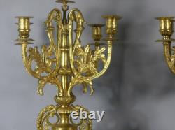 Paire de chandeliers Napoléon III en bronze doré, époque fin XIX ème