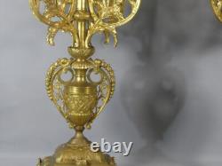 Paire de chandeliers Napoléon III en bronze doré, époque fin XIX ème