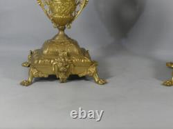 Paire de chandeliers Napoléon III en bronze doré, époque fin XIX ème