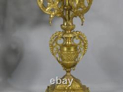 Paire de chandeliers Napoléon III en bronze doré, époque fin XIX ème