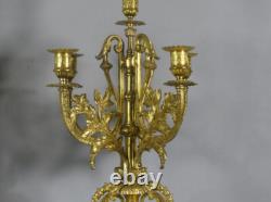 Paire de chandeliers Napoléon III en bronze doré, époque fin XIX ème
