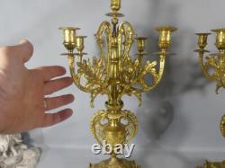 Paire de chandeliers Napoléon III en bronze doré, époque fin XIX ème