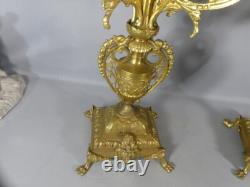 Paire de chandeliers Napoléon III en bronze doré, époque fin XIX ème