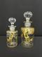 Paire De Flacons Anciens En Cristal Dor&eacute; Fin Xixe / D&eacute;but Xxe Si&egrave;cle