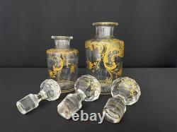 Paire de flacons anciens en cristal doré fin XIXe / début XXe siècle