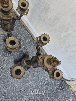 Paire de flambeaux bronze doré & marbre noir XIXe Napoléon III 66 cm