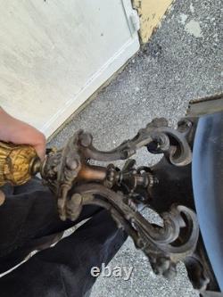 Paire de flambeaux bronze doré & marbre noir XIXe Napoléon III 66 cm