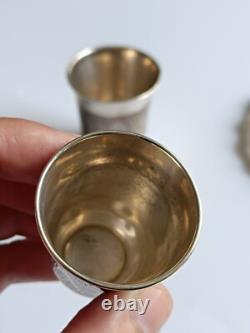Paire de gobelets argent russe 84 gravés XIXe siècle Russia silver niello cups