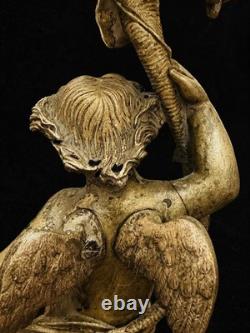 Paire de grands bougeoirs aux putti en bronze doré XIXe 33 cm 4 kg