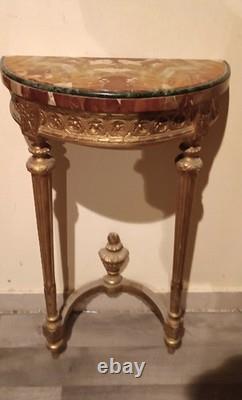 Paire de petites consoles en bois doré de style Louis XVI, fin du XIXe siècle, N