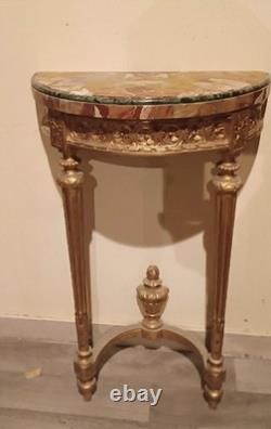 Paire de petites consoles en bois doré de style Louis XVI, fin du XIXe siècle, N