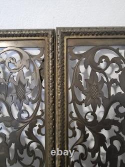 Paire de portes de facade XIX laiton ajouré style néo renaissance Napoléon III Paire de portes de facade XIX laiton ajouré style néo renaissance Napoléon III
