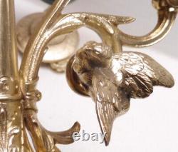 Paire de suoerbes CHANDELIERS CANDLESTICK bronze Napoléon III XIXè oiseaux