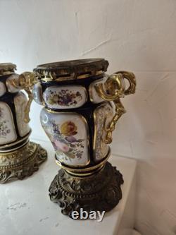 Paire de vases cache-pots Napoléon III porcelaine & bronze doré XIXe