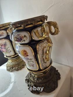 Paire de vases cache-pots Napoléon III porcelaine & bronze doré XIXe