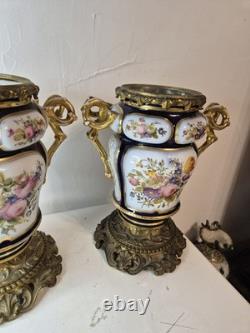 Paire de vases cache-pots Napoléon III porcelaine & bronze doré XIXe