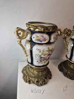 Paire de vases cache-pots Napoléon III porcelaine & bronze doré XIXe