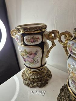Paire de vases cache-pots Napoléon III porcelaine & bronze doré XIXe