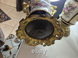 Paire de vases cache-pots Napoléon III porcelaine & bronze doré XIXe