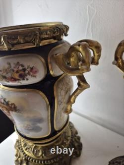 Paire de vases cache-pots Napoléon III porcelaine & bronze doré XIXe