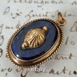 Pendentif Médaillon Ancien en or 18K Lapis Lazuli fin XIXè Gold Locked Pendant
