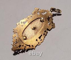 Pendentif XIXe en Pomponne Corail Rouge & Perle Fine Style Napoléon III #B# J6