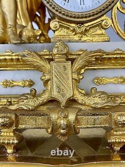 Pendule En Bronze Dorée Du XIX Eme Signé Par Sarrazin à Paris Napoléon III