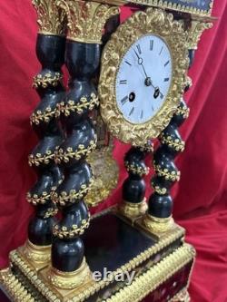 Pendule Portique Napoleon III Marqueterie XIX eme