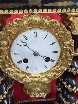 Pendule Portique Napoleon III Marqueterie XIX eme