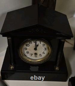 Pendule ancienne Napoléon III marbre noir horloge cheminée XIXe siècle