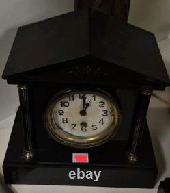 Pendule ancienne Napoléon III marbre noir horloge cheminée XIXe siècle