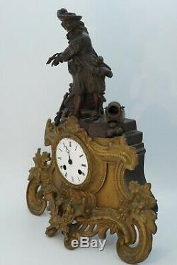 Pendule bronze doré Pirate navigateur époque XIXe napoleon III old clock