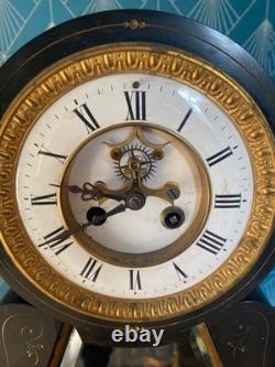 Pendule de Notaire Marbre Noir Balancier Mercure Napoléon III XIXe Siècle