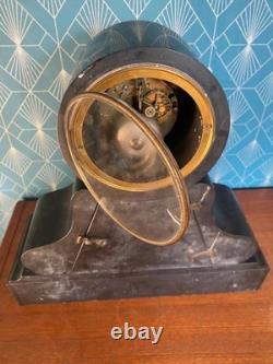 Pendule de Notaire Marbre Noir Balancier Mercure Napoléon III XIXe Siècle