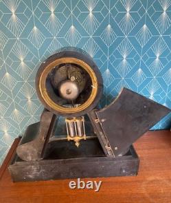 Pendule de Notaire Marbre Noir Balancier Mercure Napoléon III XIXe Siècle