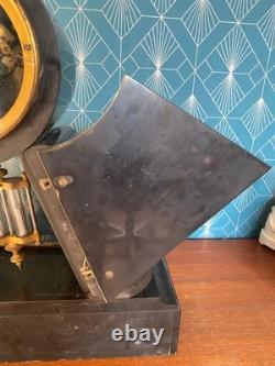 Pendule de Notaire Marbre Noir Balancier Mercure Napoléon III XIXe Siècle