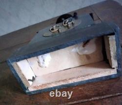 Pendule de cheminée Napoléon III fin XIXè, marbre noir et couleur, avec sa clé