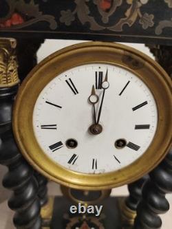 Pendule portique Napoléon III colonnes torsadées mouvement Japy Frères XIXe