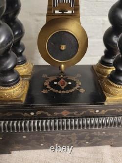 Pendule portique Napoléon III colonnes torsadées mouvement Japy Frères XIXe
