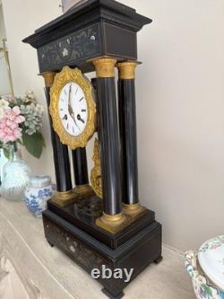 Pendule portique Napoléon III laiton / nacre Mouvement Japy Frères XIXe